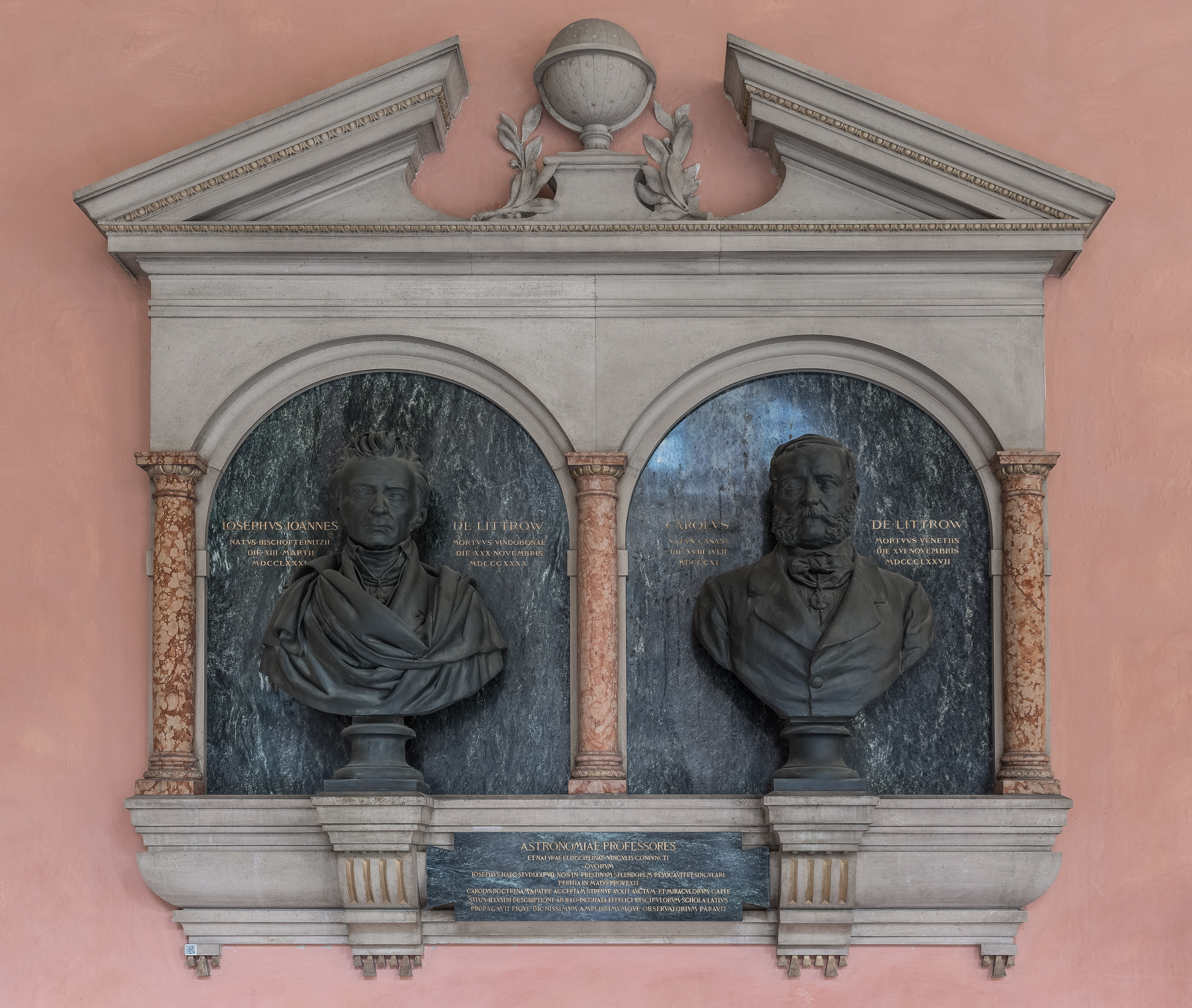 Karl and Johannes von Littrow, Nr 96 bust ensemble (bronze) in the Arkadenhof of the University of Vienna-2379-HDR