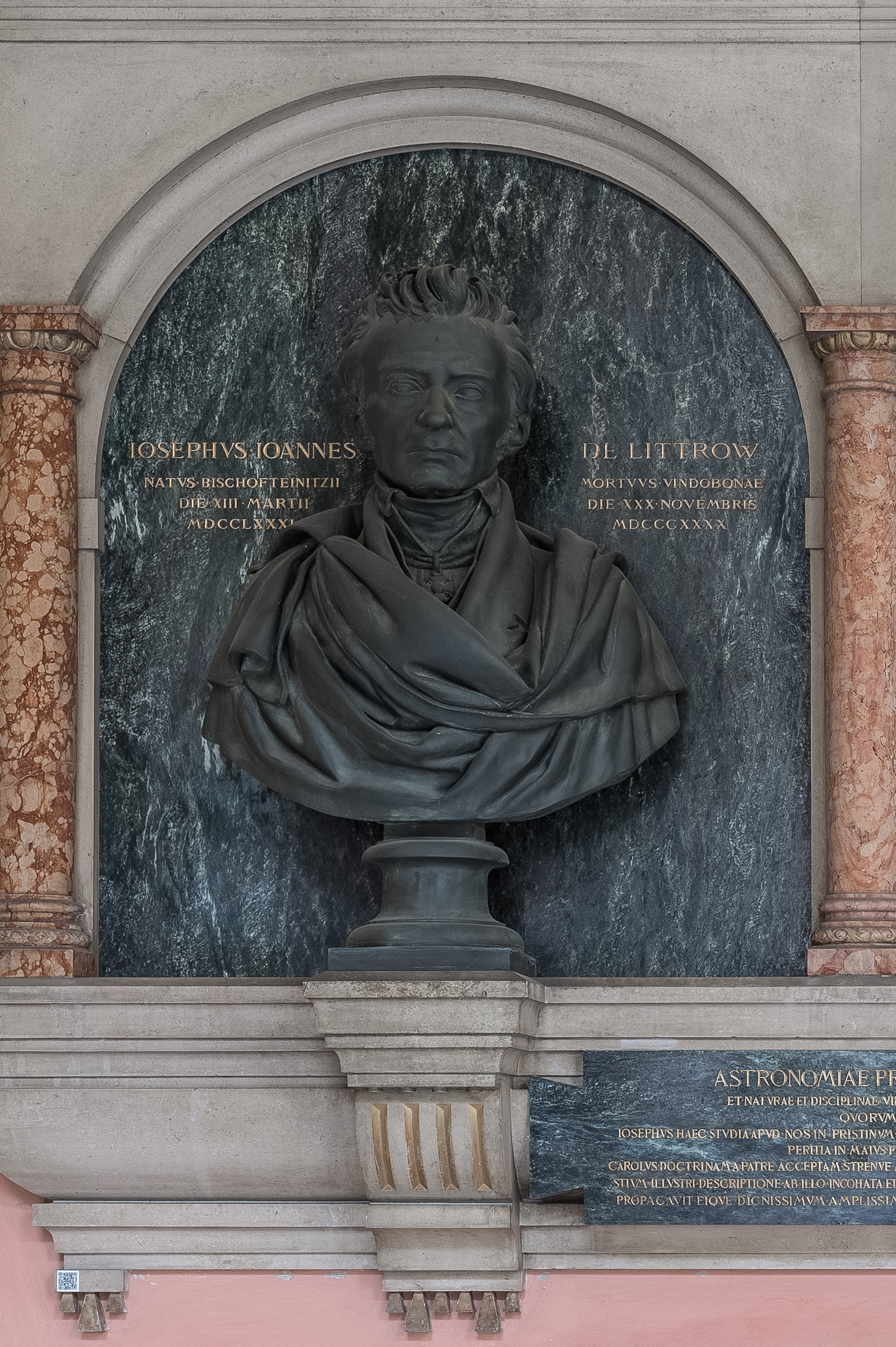 Karl von Littrow (1811-1877), Nr 96 bust (bronze) in the Arkadenhof of the University of Vienna-2379a-HDR