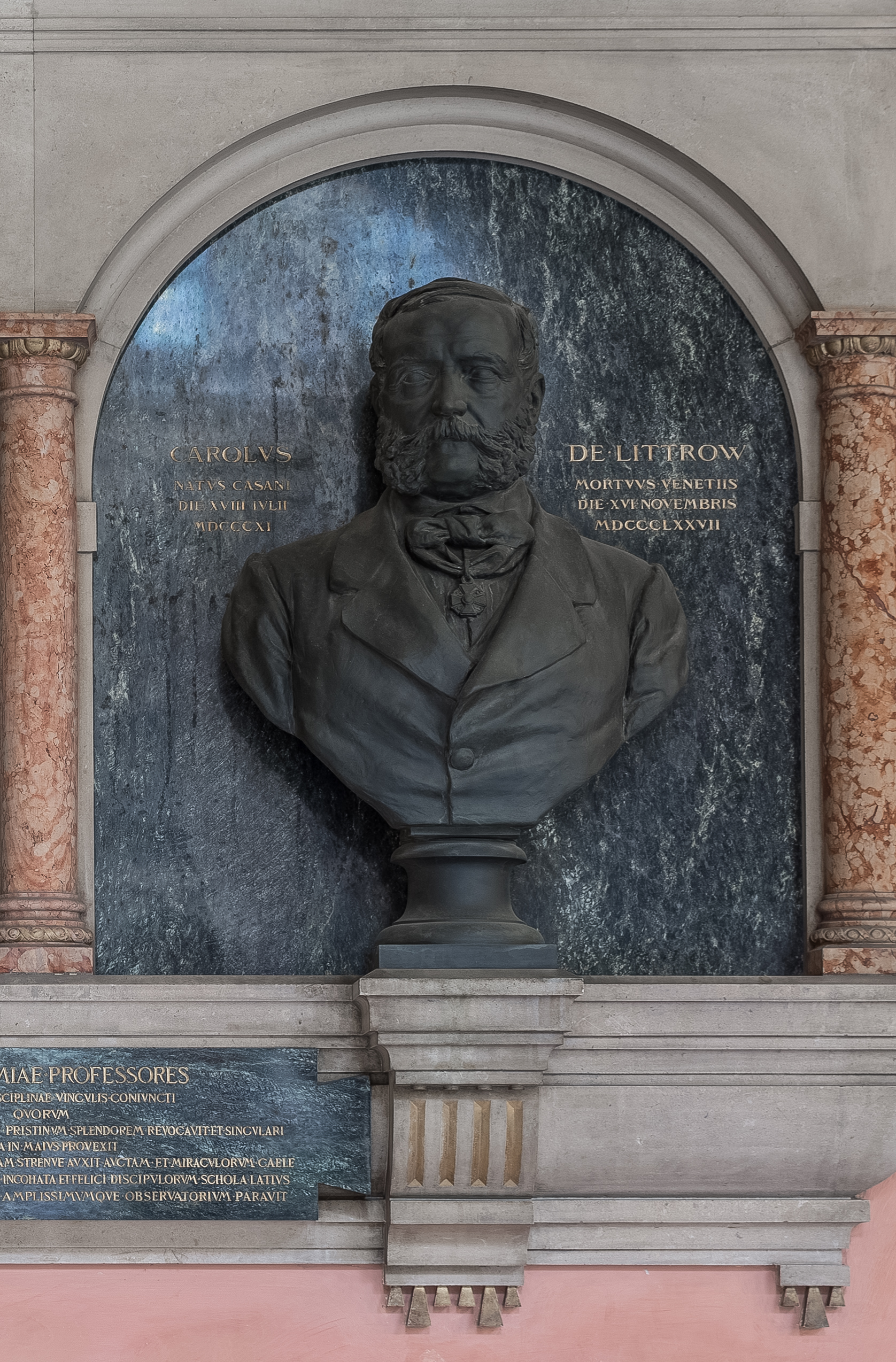 Karl von Littrow (1811-1877), Nr 96 bust (bronze) in the Arkadenhof of the University of Vienna-2380-HDR
