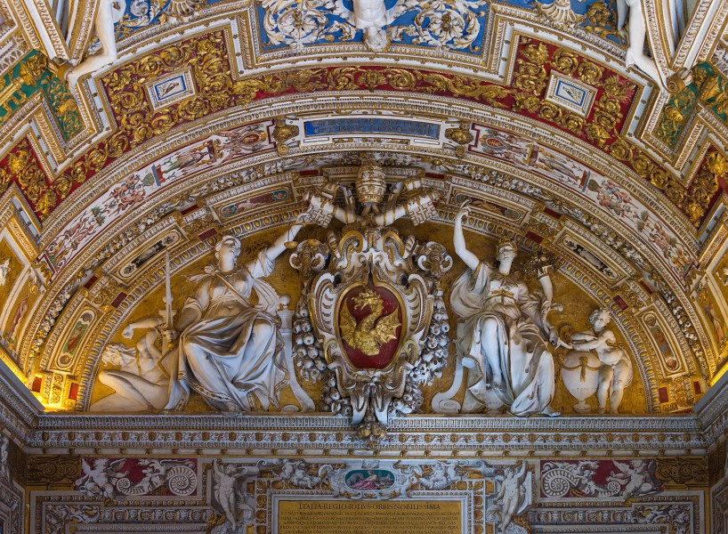 Relief of CoA of Pope Gregorius XIII, Gallery of the geographic maps, part of the ceiling, Vatican City 2