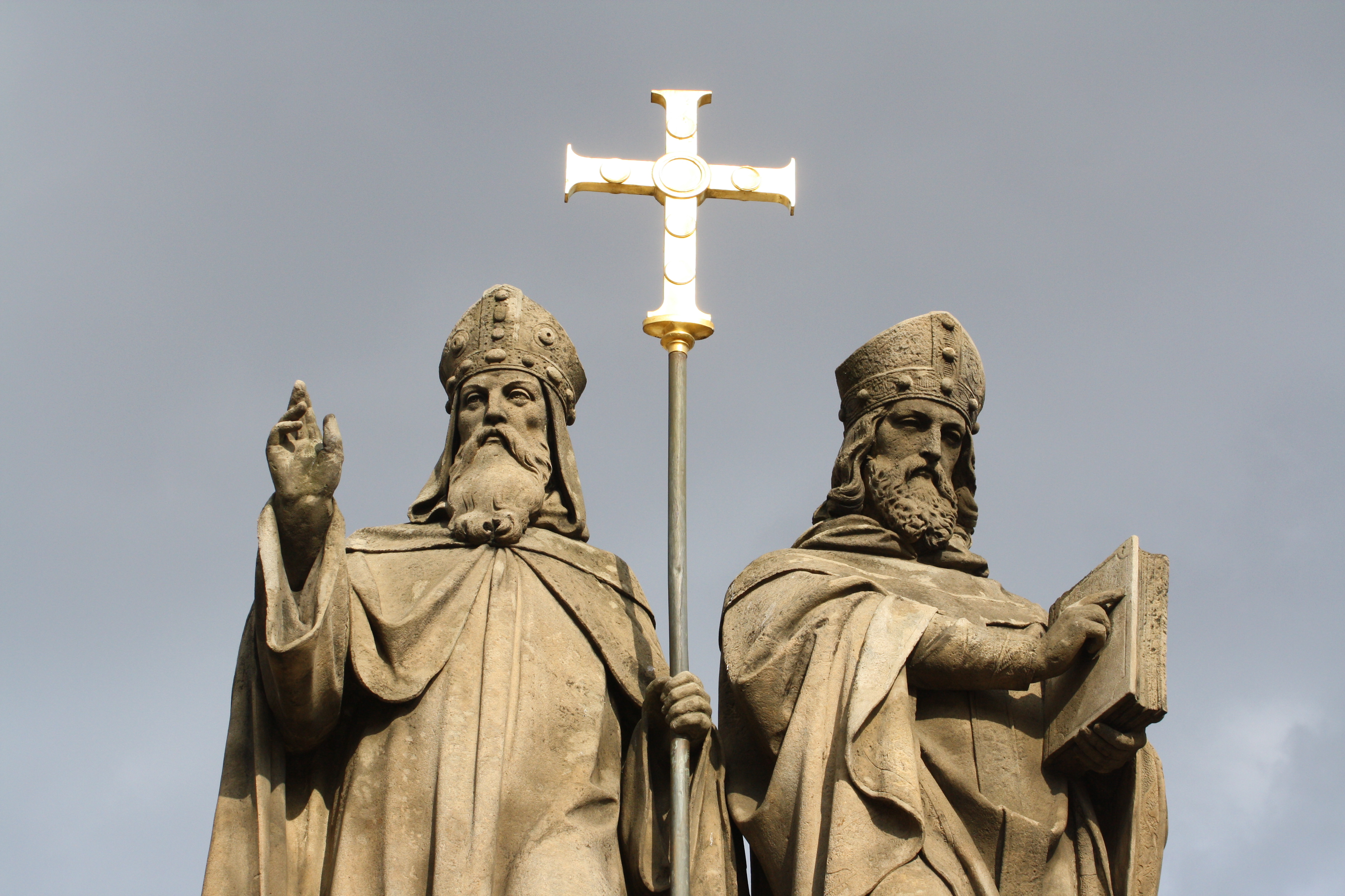 Top of Statue of Saints Cyril and Methodius in Třebíč
