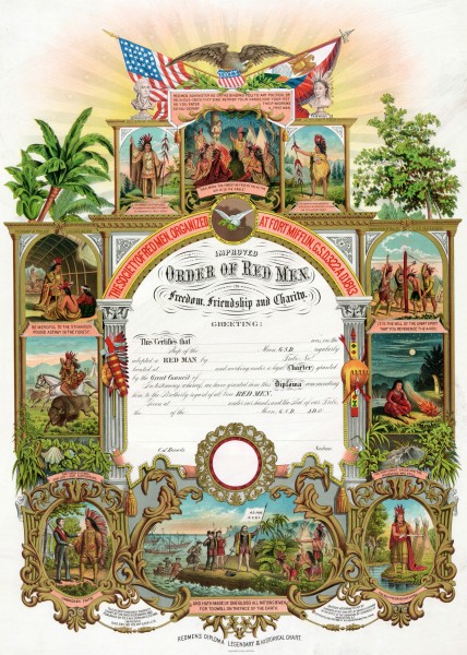Improved Order of Red Men certificate 1889