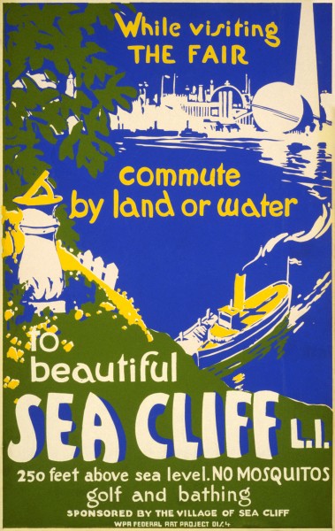Beautiful Sea Cliff, Long Island, WPA poster, 1939