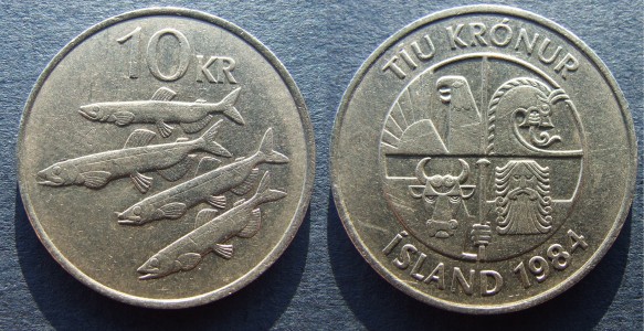 Iceland 10 krГіnur 1984, Islandia 10 coronas 1984