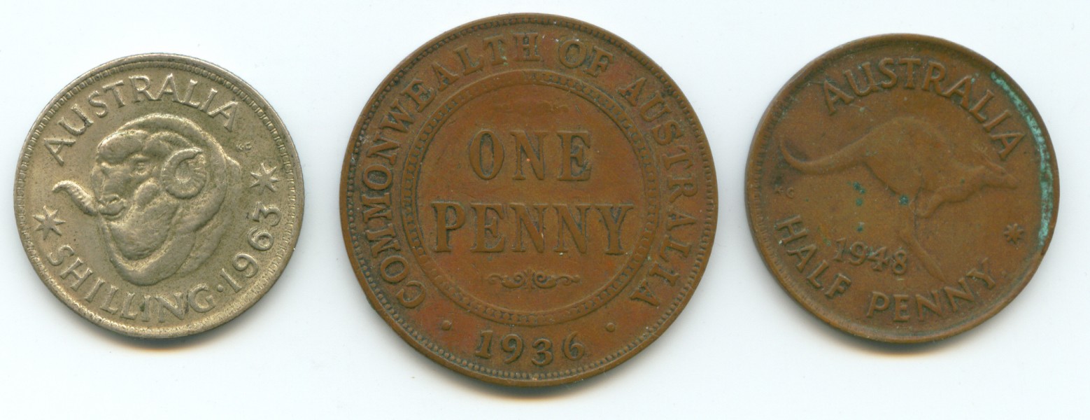 Australian pre decimal coins penny shilling