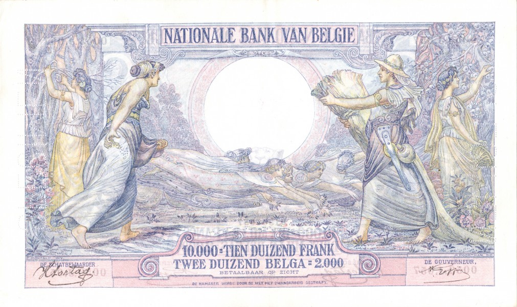 Belgian franc reverse, 1929