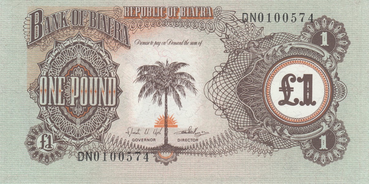 Biafran one pound note back side