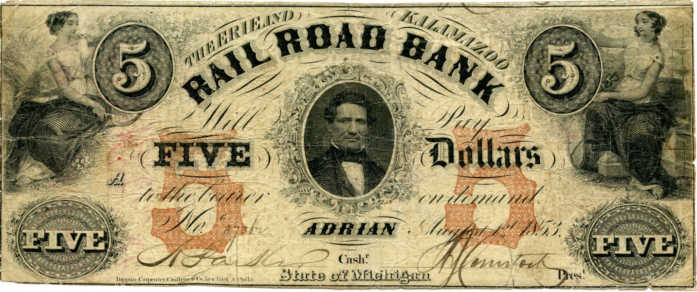 Erie and Kalamazoo Banknote 1853
