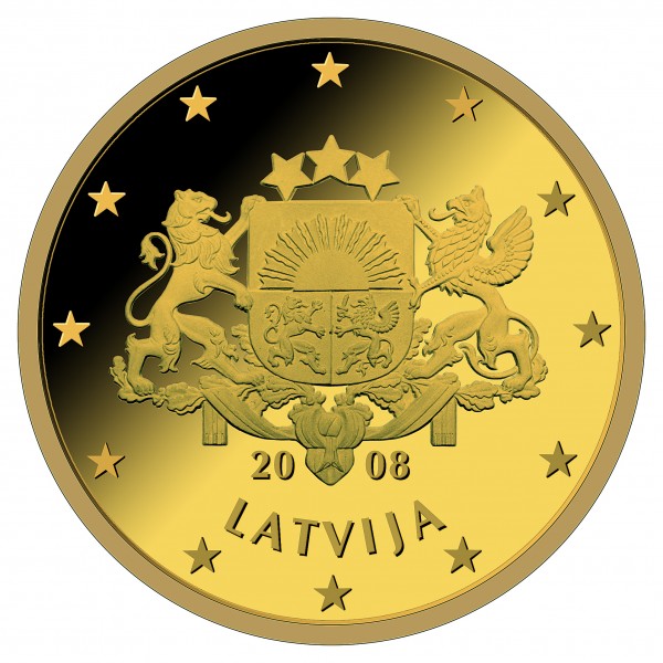 Latvian 50, 20 and 10 cent coin design