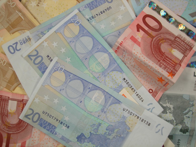 Various Euro banknotes