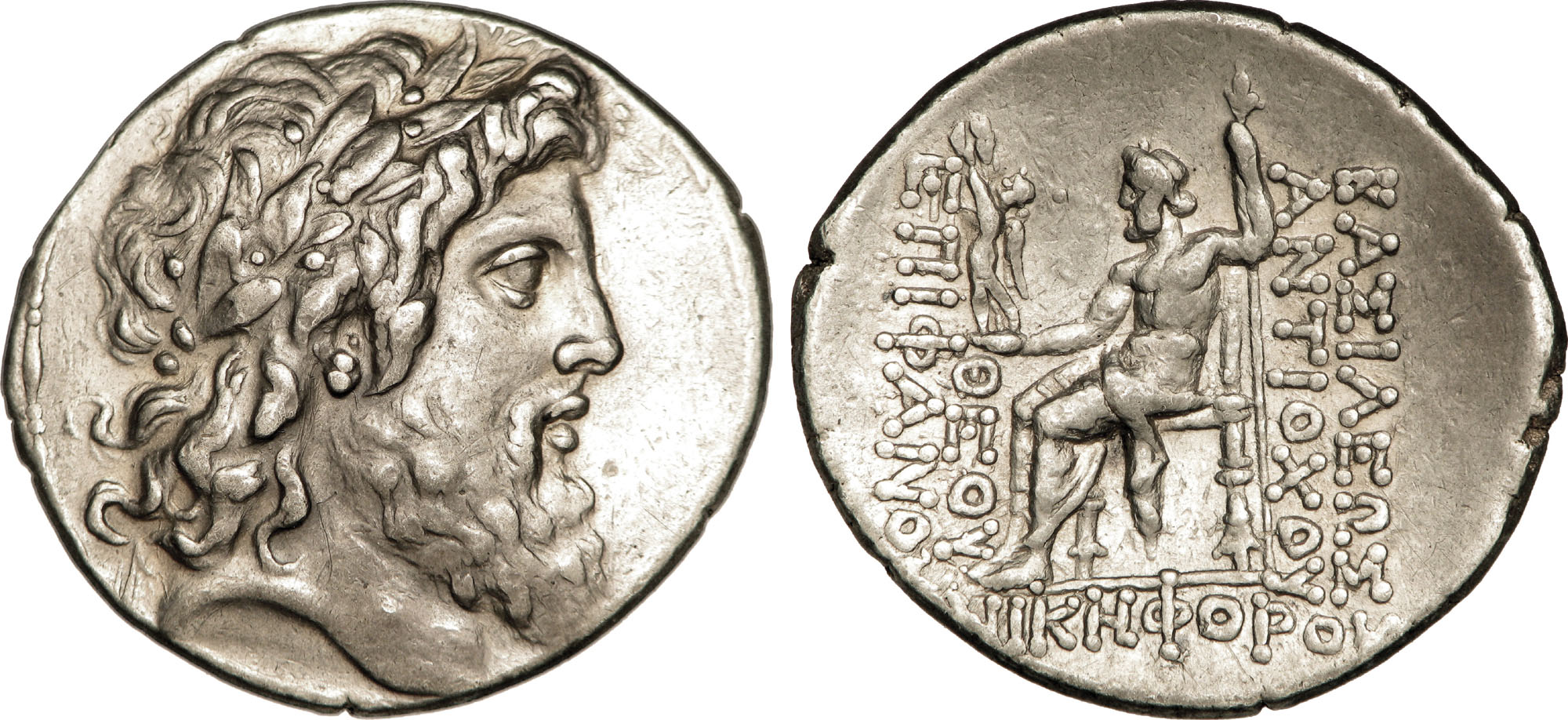 Tétradrachme royaume Seleucide représentation de Zeus