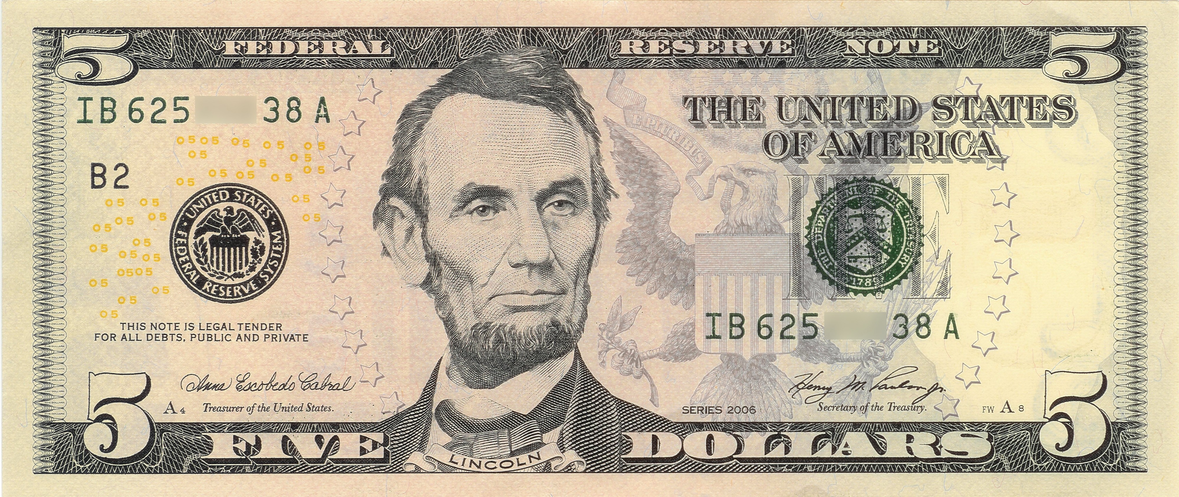US $5 Series 2006 obverse