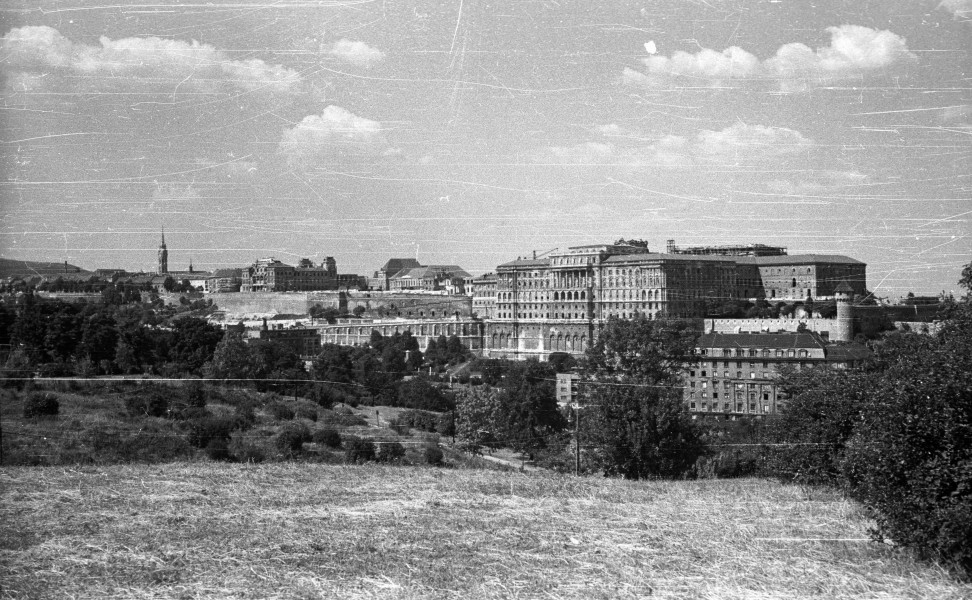Budapest I., a Vár a Hegyalja út felől nézve. Fortepan 51627
