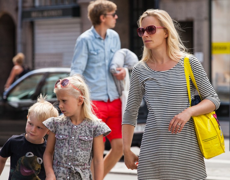 blond kids and a blond woman in Copenhagen, Denmark, June 2014, picture 31