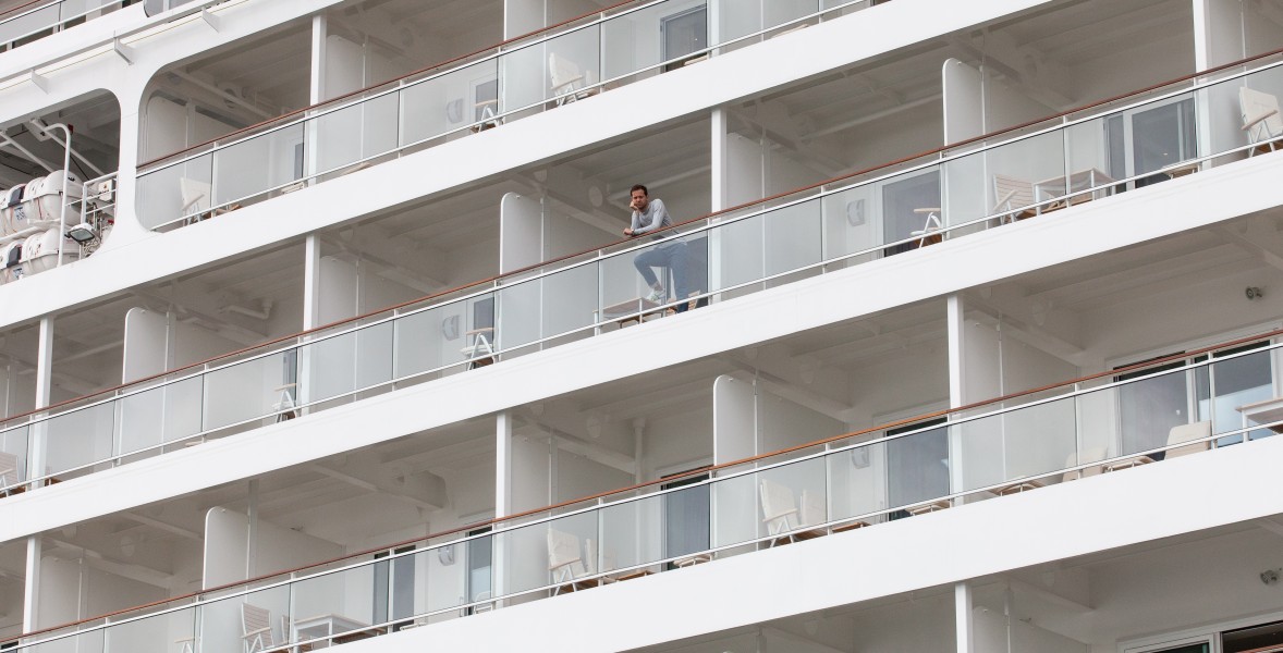 a man at the MS Europa 2 cruise ship, Copenhagen, Denmark, June 2014, picture 69