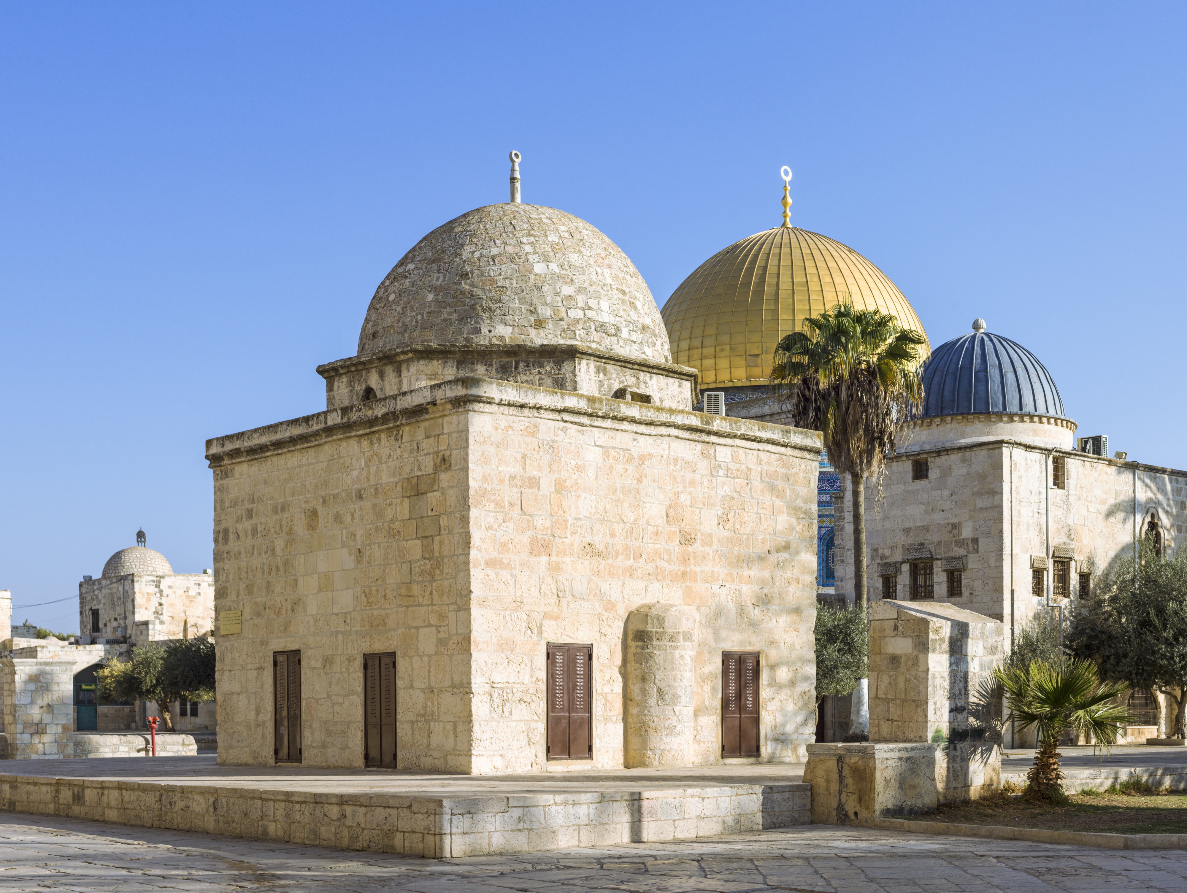 ISR-2013-Jerusalem-Temple Mount-Domes of Moses, the Rock, and Al-Nahawiyyah
