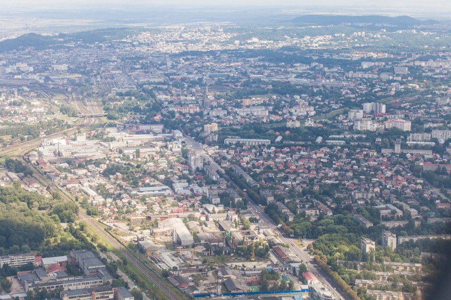 Lviv city, Ukraine from airplane, photographed in August 2014, picture 7