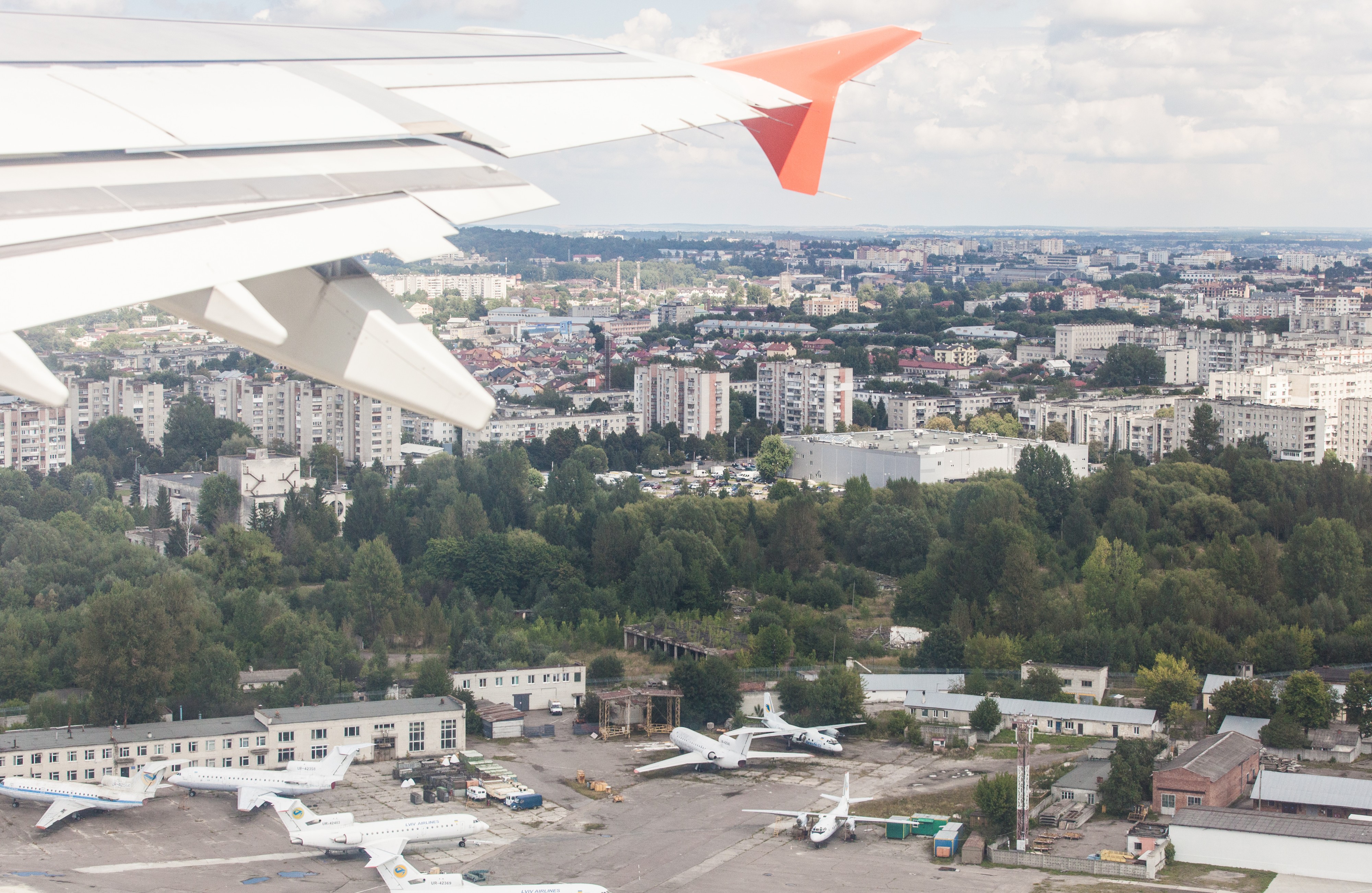 Lviv city, Ukraine from airplane, photographed in August 2014, picture 3