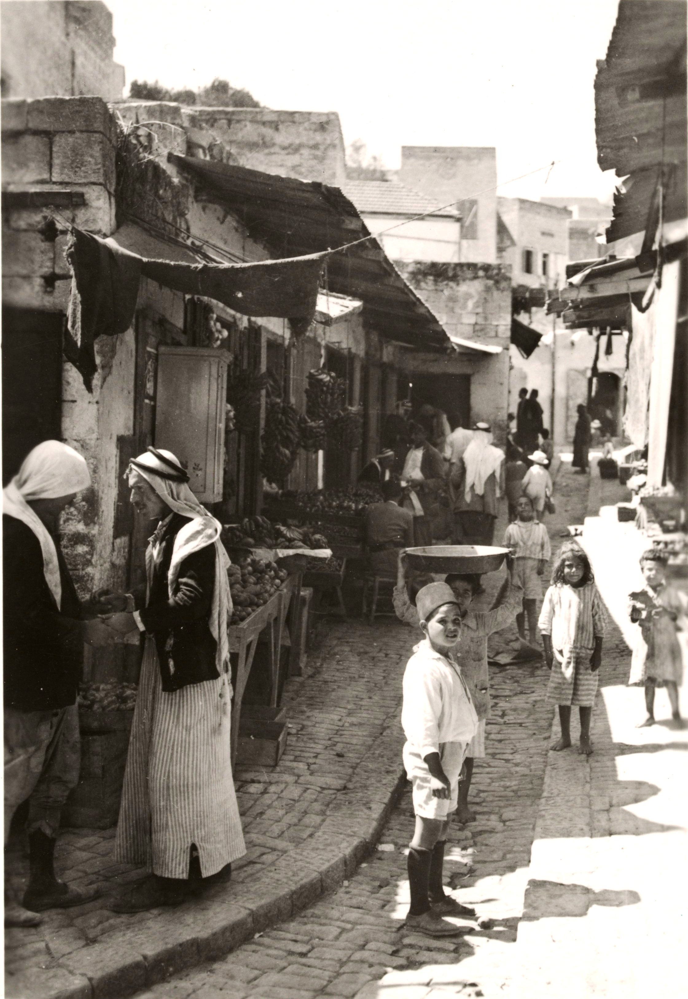 Street in older Nazareth, vegetable market