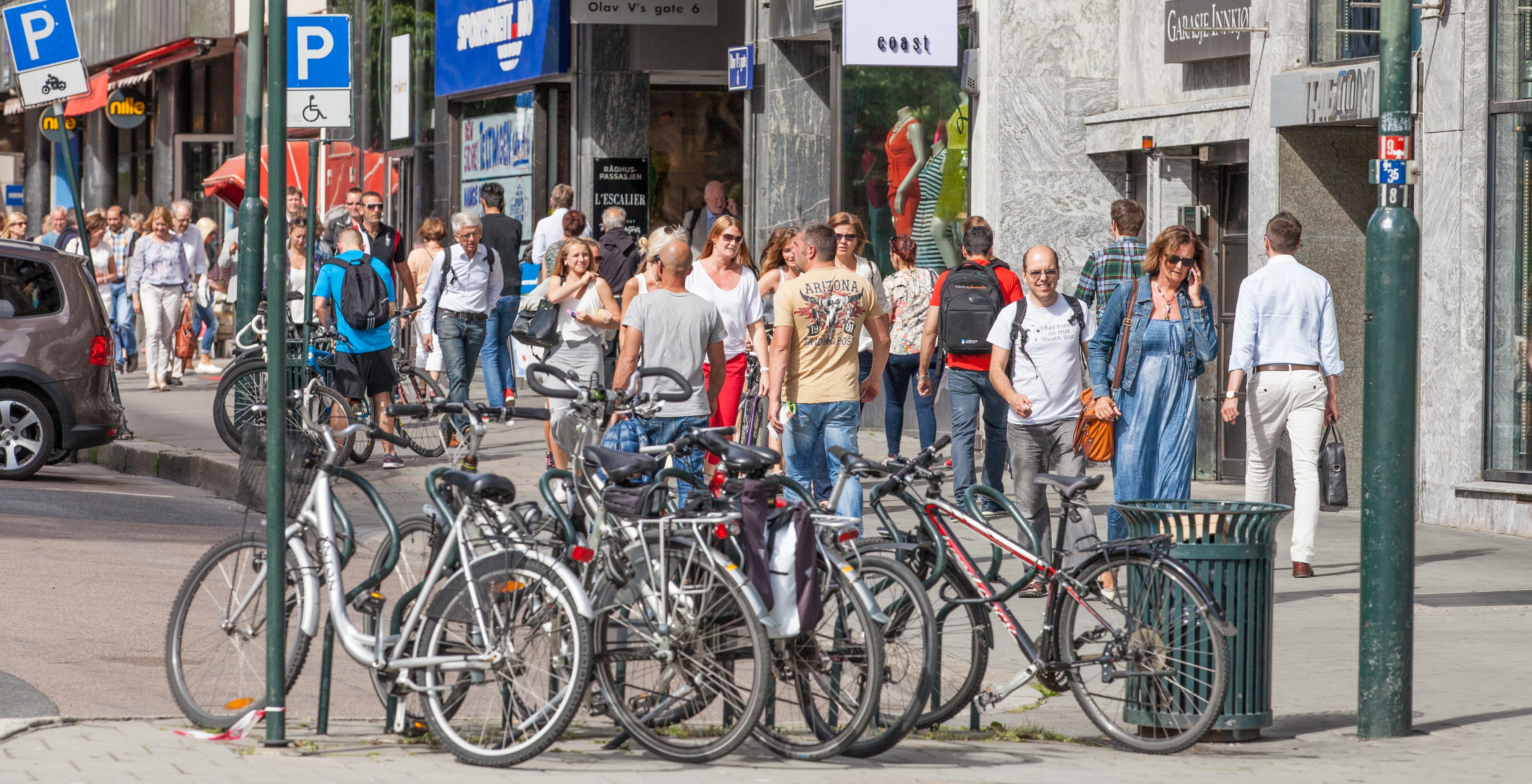 people walking in downtown Oslo, Norway, June 2014, picture 29