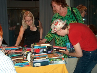 Bookcrossing books at The Recycling Exhibition in Post Museum on the Night of The Arts in Helsinki 2007