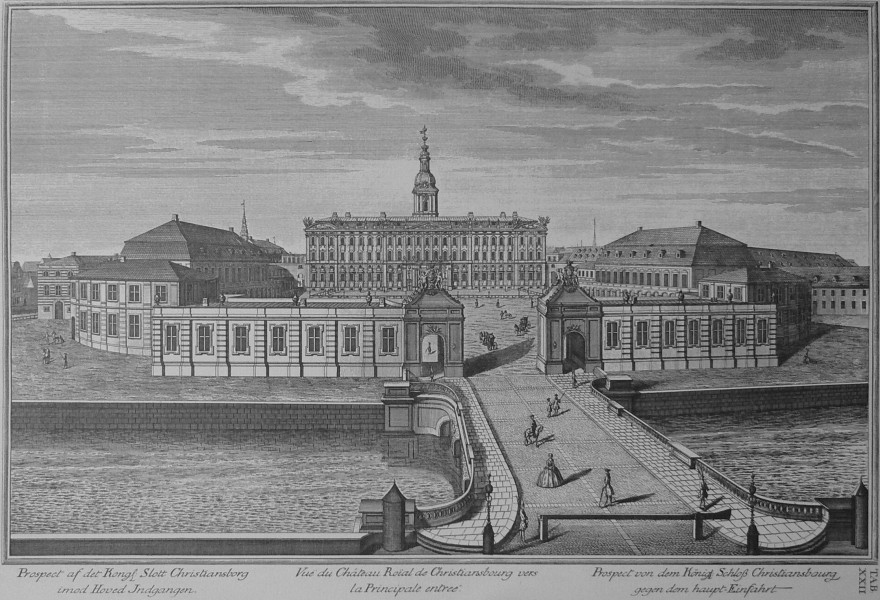 Den danske Vitruvius 1 tab022 - Prospect af det Kongl Slott Christiansborg imod Hoved Indgangen