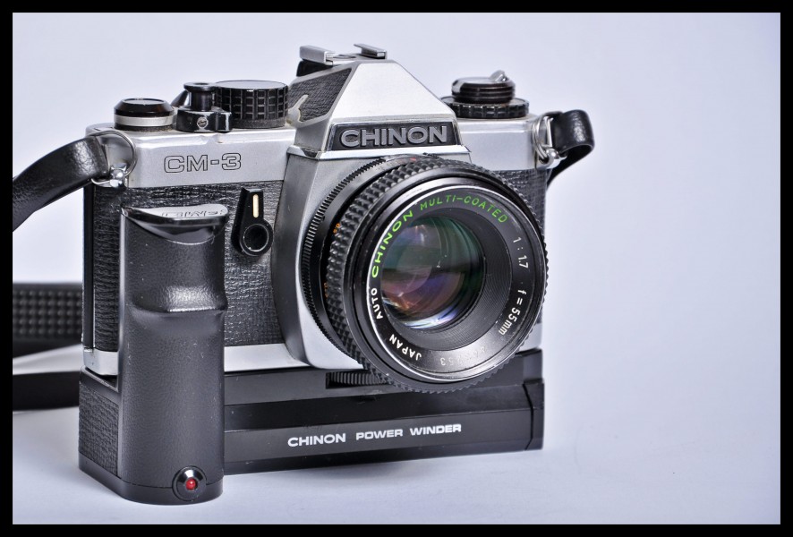 Chinon CM-3 SLR camera with Chinon Power Winder