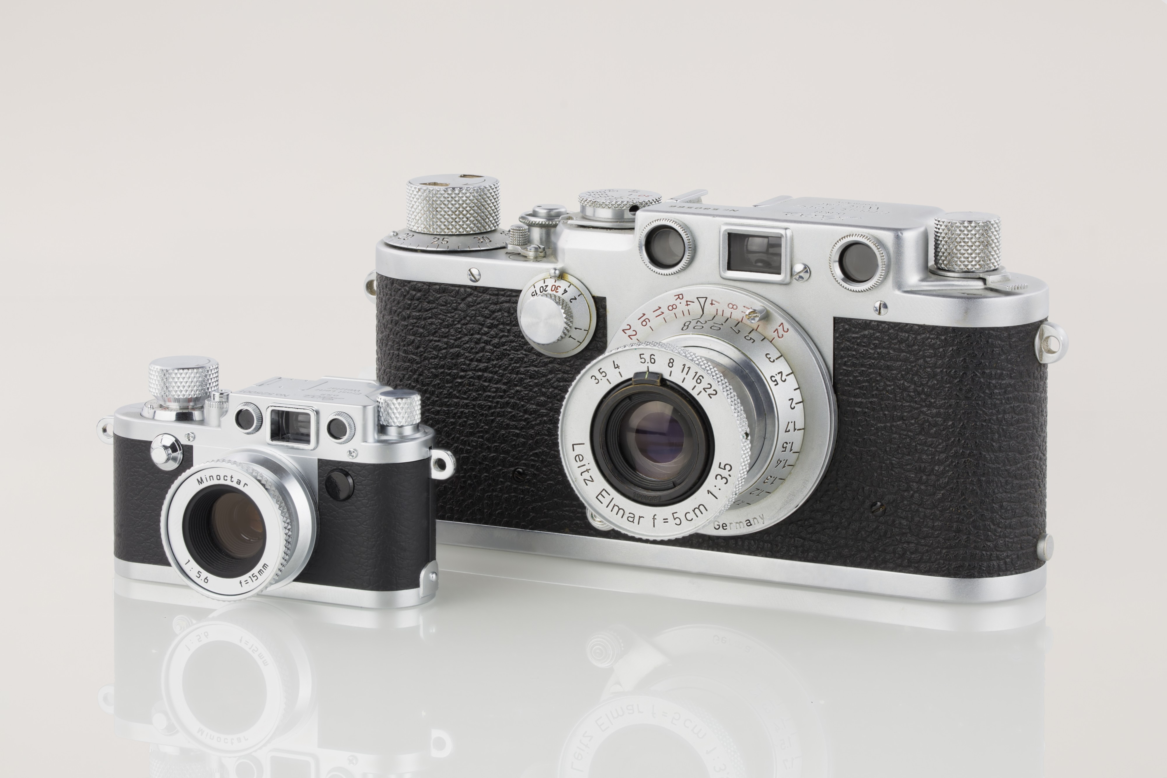 LEI0440 190 Leica IIIf chrom - Sn. 580566 1951-52-M39 vs. Minox Leica IIIf Ohne Blitz Version 2-6124 hf