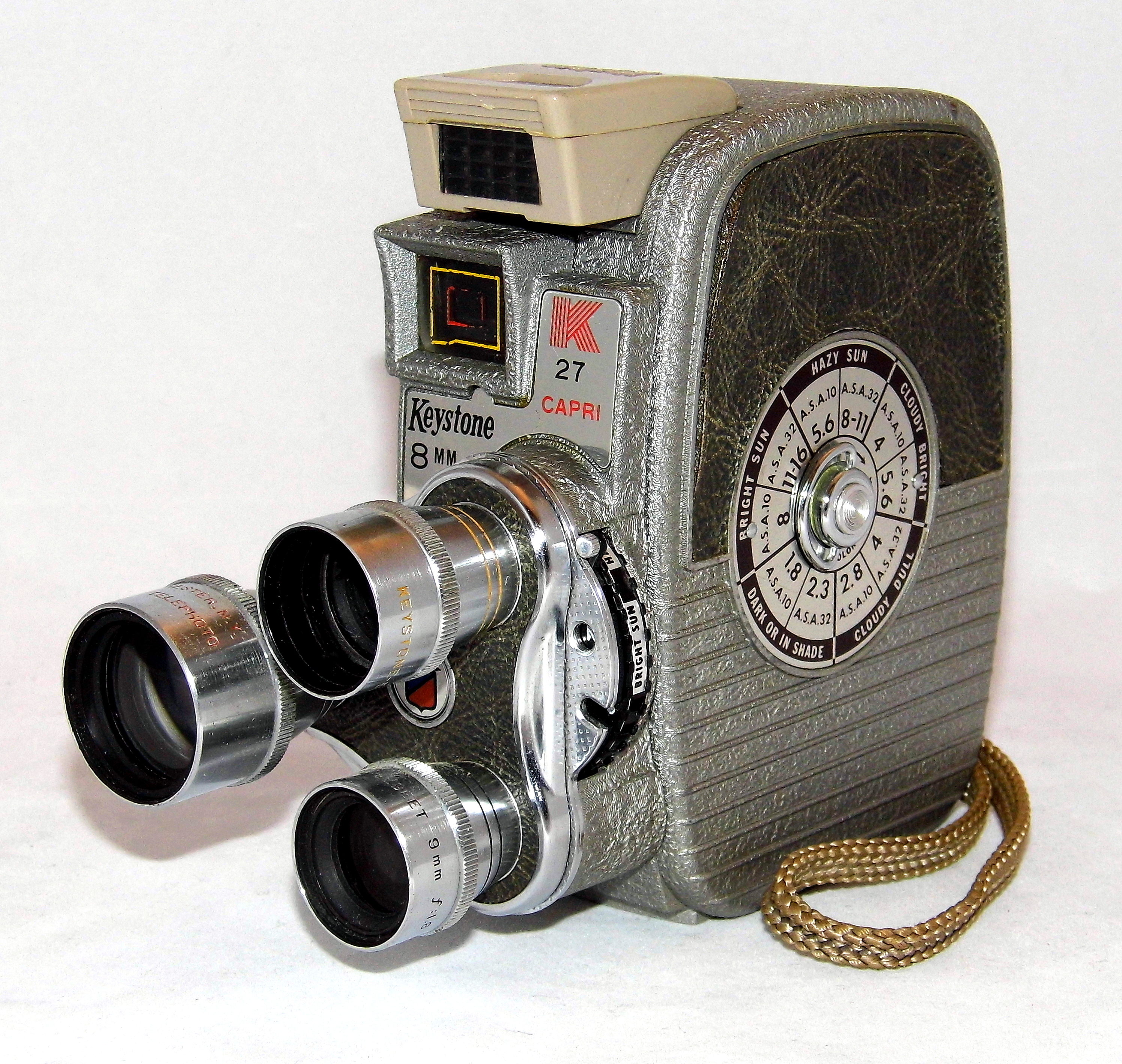 Vintage Keystone Model K-27 Rollfilm Triple Turret 8mm Movie Camera, Made In USA, Circa 1958 (22458492458)