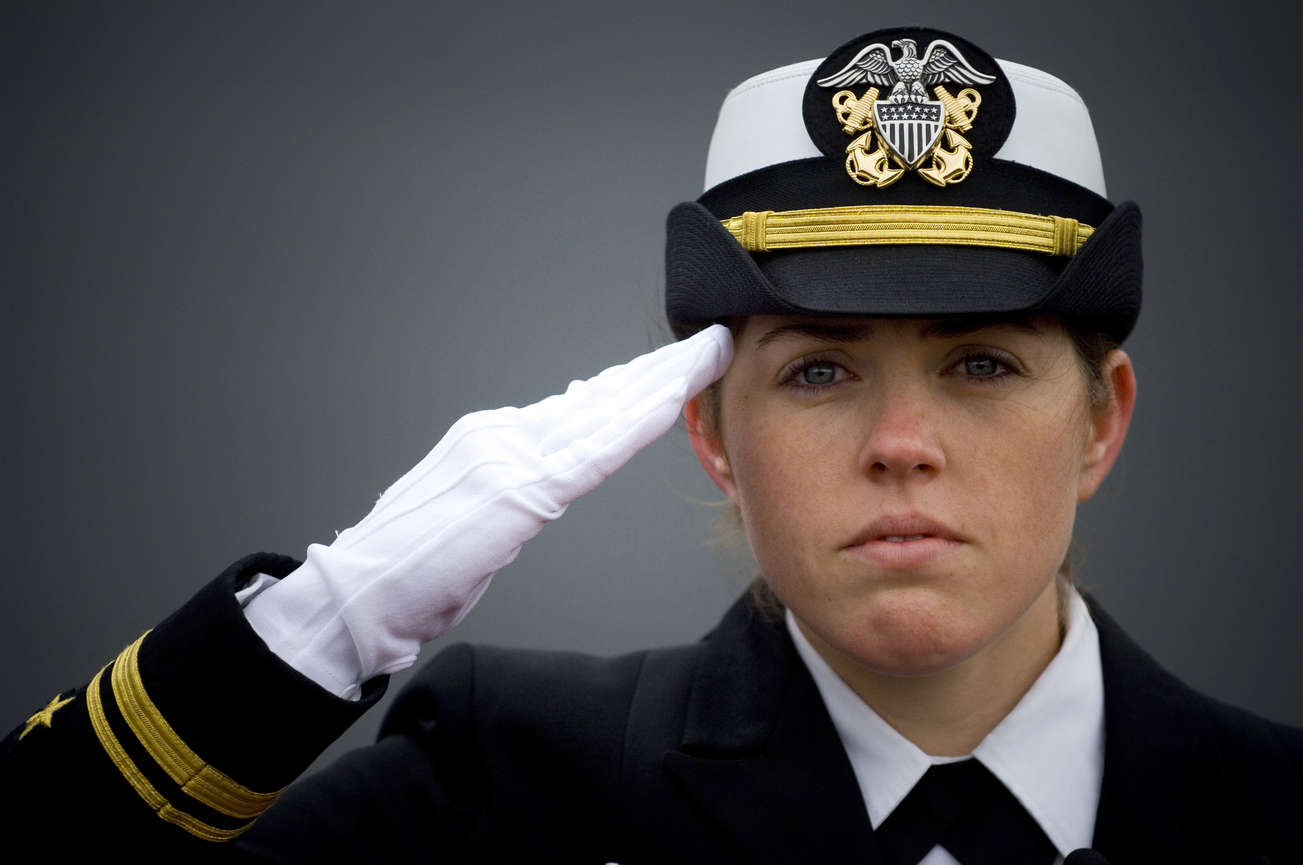Female officer saluting