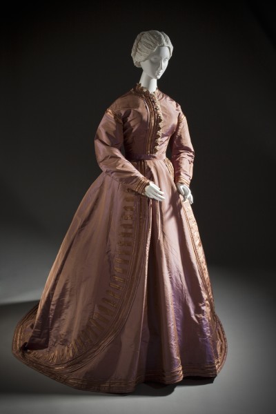 Woman's silk taffeta dress c. 1865