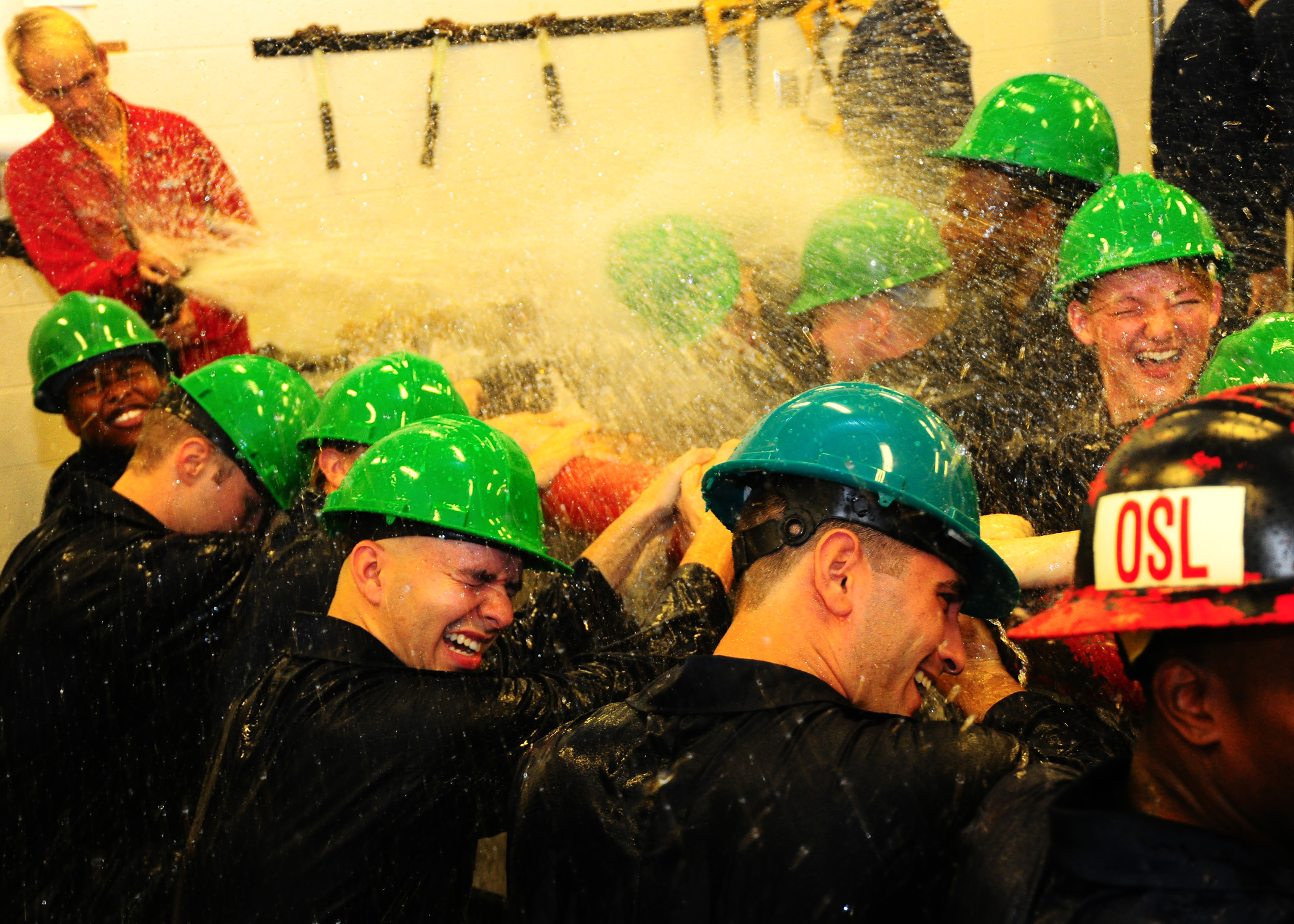 US Navy 101027-N-0711P-243 ailors from the aircraft carrier USS Enterprise (CVN 65) learn pipe patching techniques during a simulation at the Farri