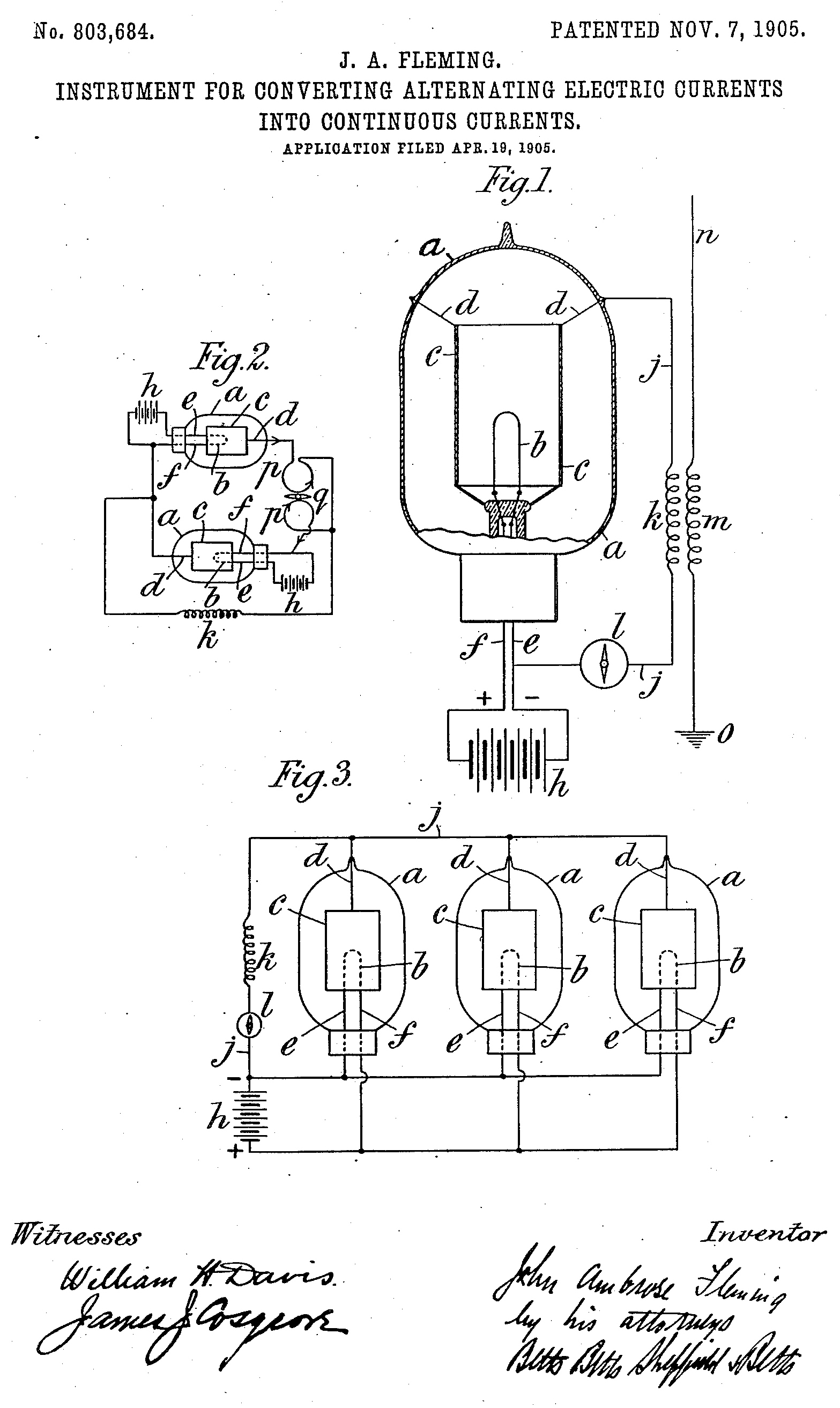 Fleming Valve - US Patent 803,684