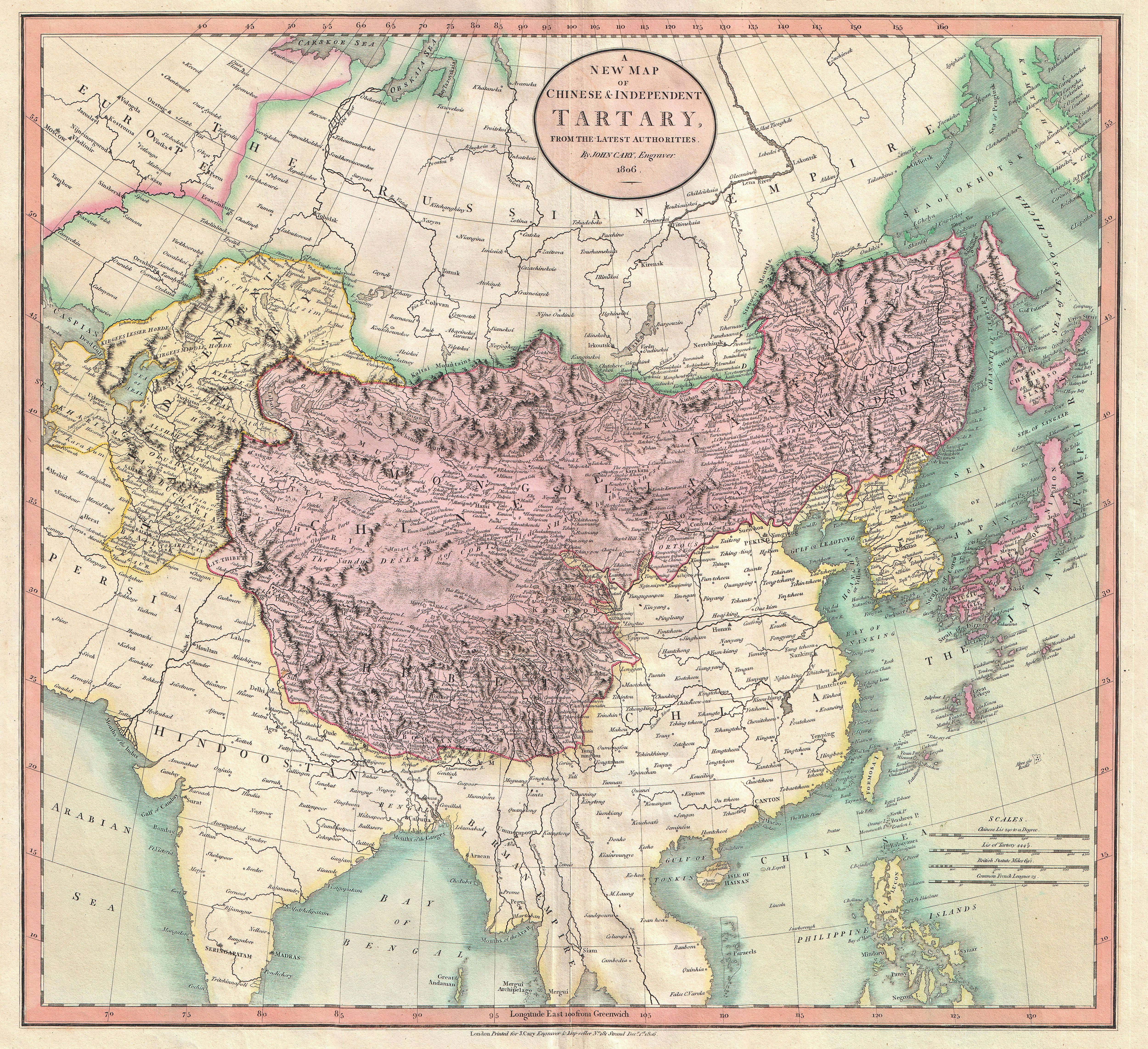 1806 Cary Map of Tartary or Central Asia - Geographicus - Tartary-cary-1806