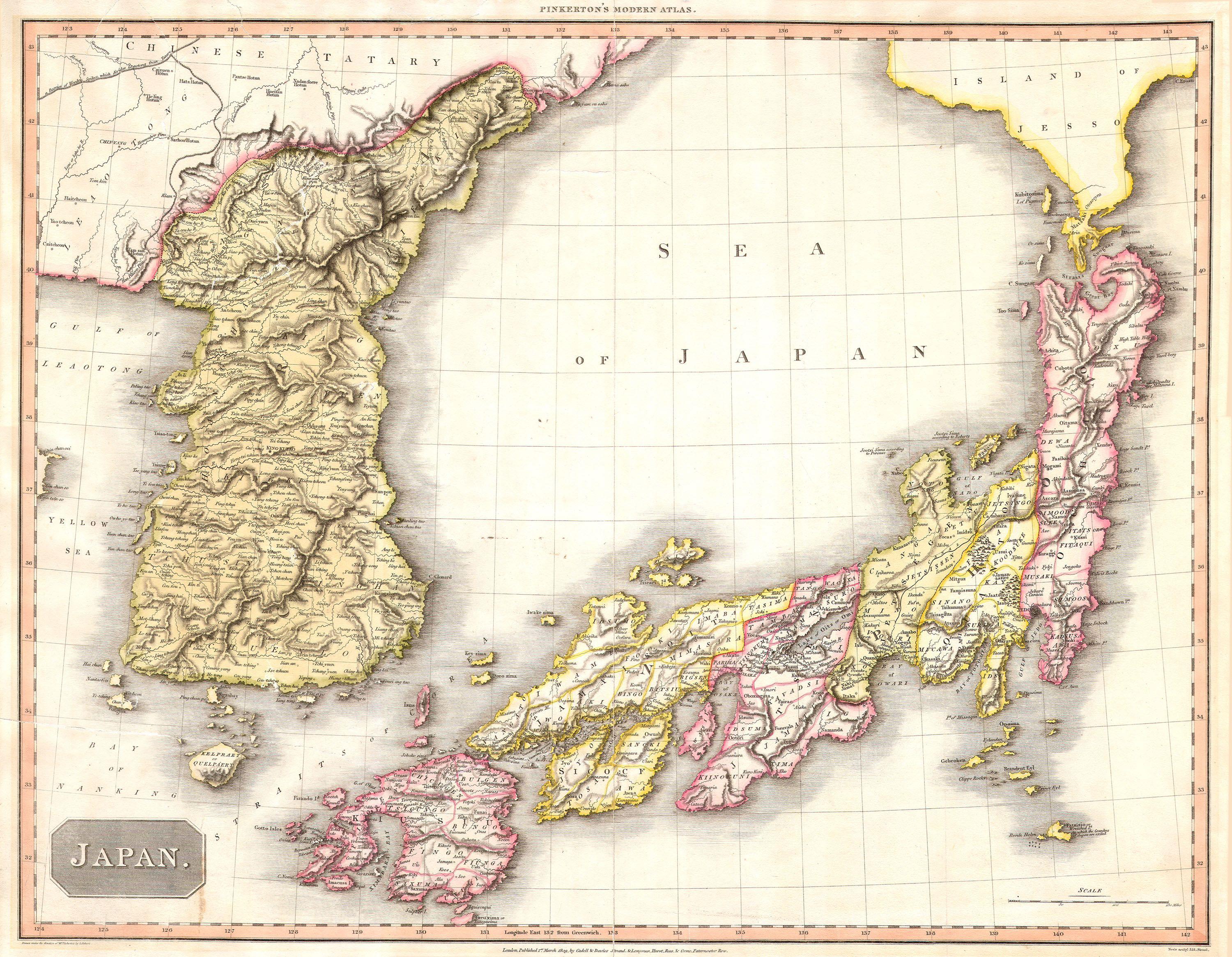 1809 Pinkerton Map of Korea ^ Japan - Geographicus - JapanKorea-pinkerton-1809