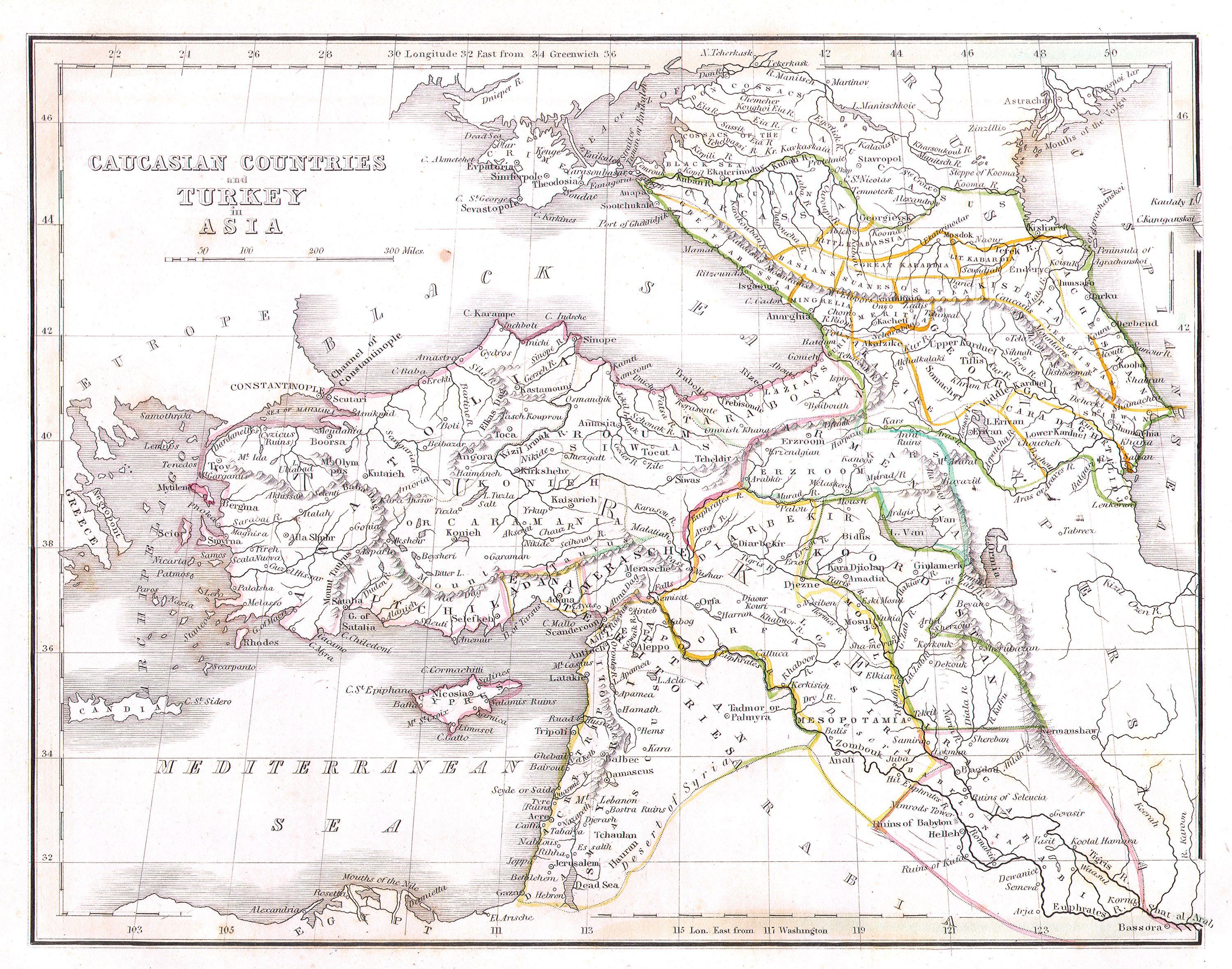 1835 Bradford Map of Turkey in Asia and the Caucases - Geographicus - TurkeyAsia-bradford-1835
