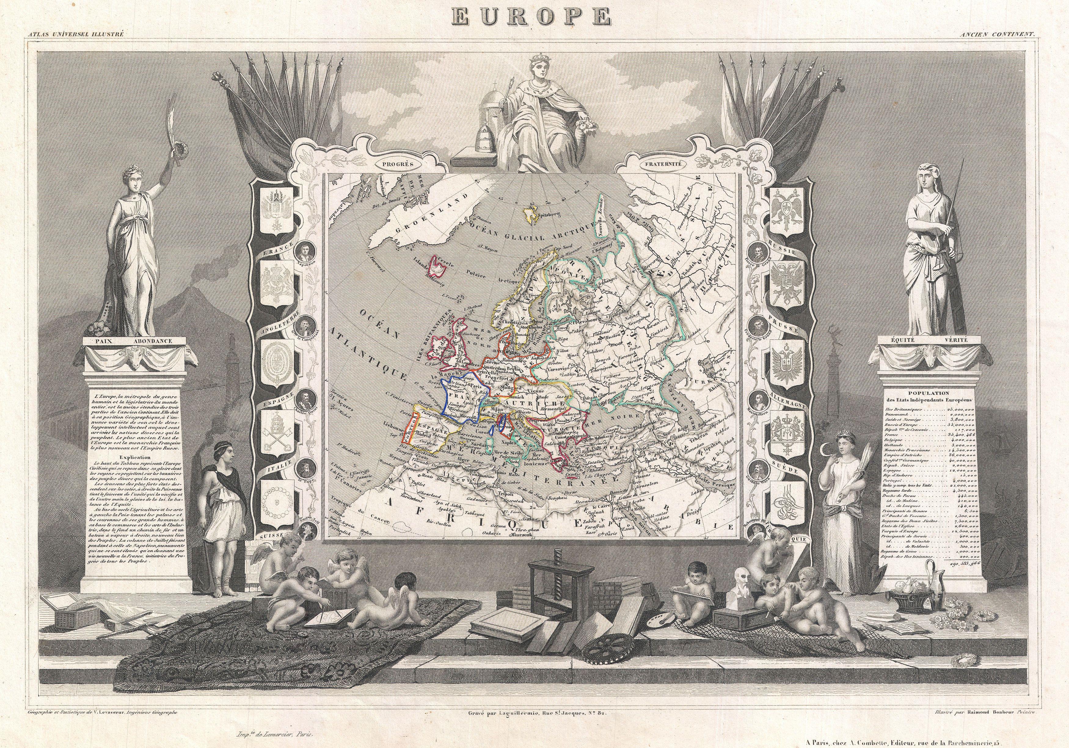 1852 Levasseur Map of Europe - Geographicus - Europe-levasseur-1852