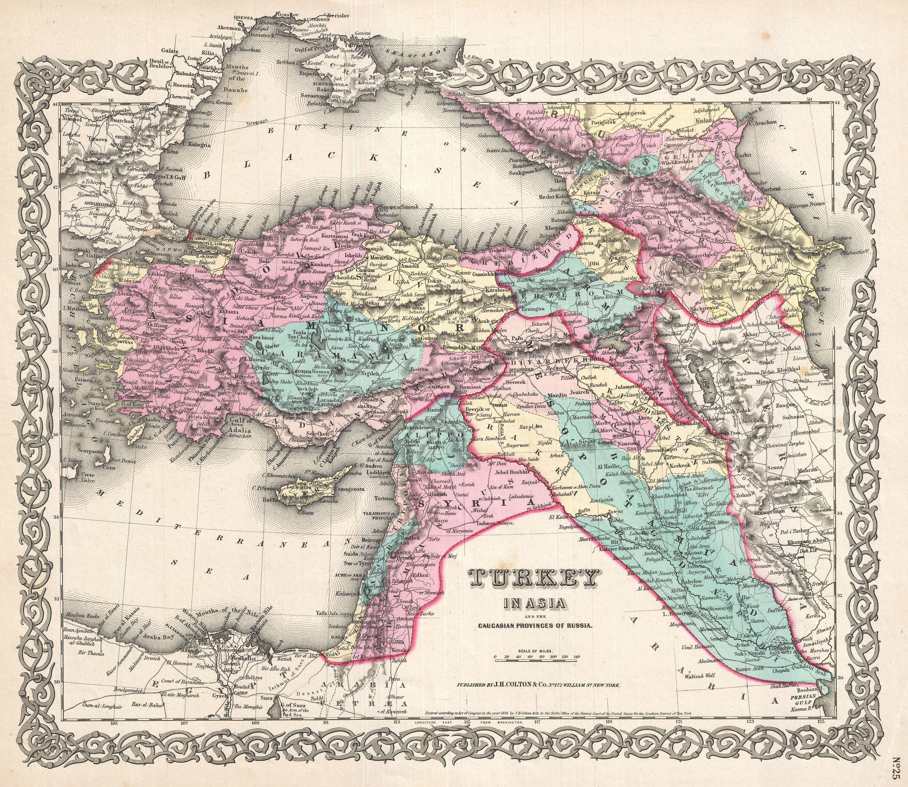 1855 Colton Map of Turkey, Iraq, and Syria - Geographicus - TurkeyIraq-colton-1855