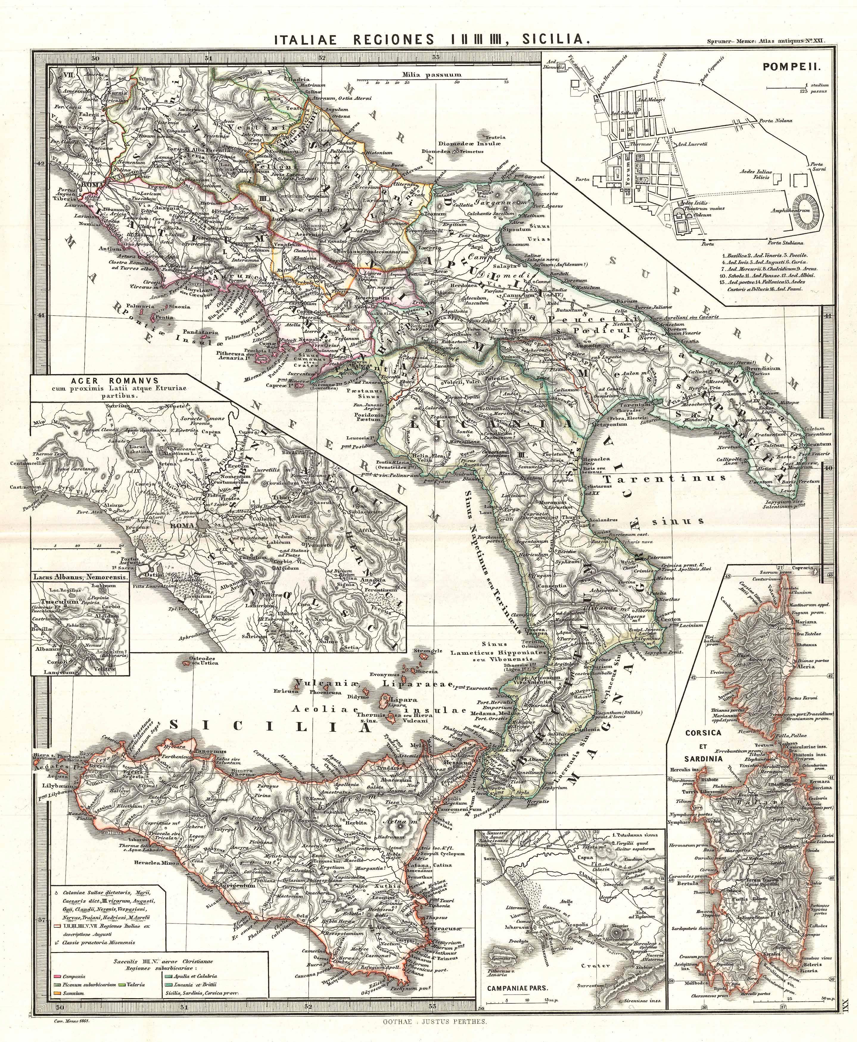 1865 Spruner Map of Southern Italy and Sicily - Geographicus - ItaliaeSicilia-spruner-1865