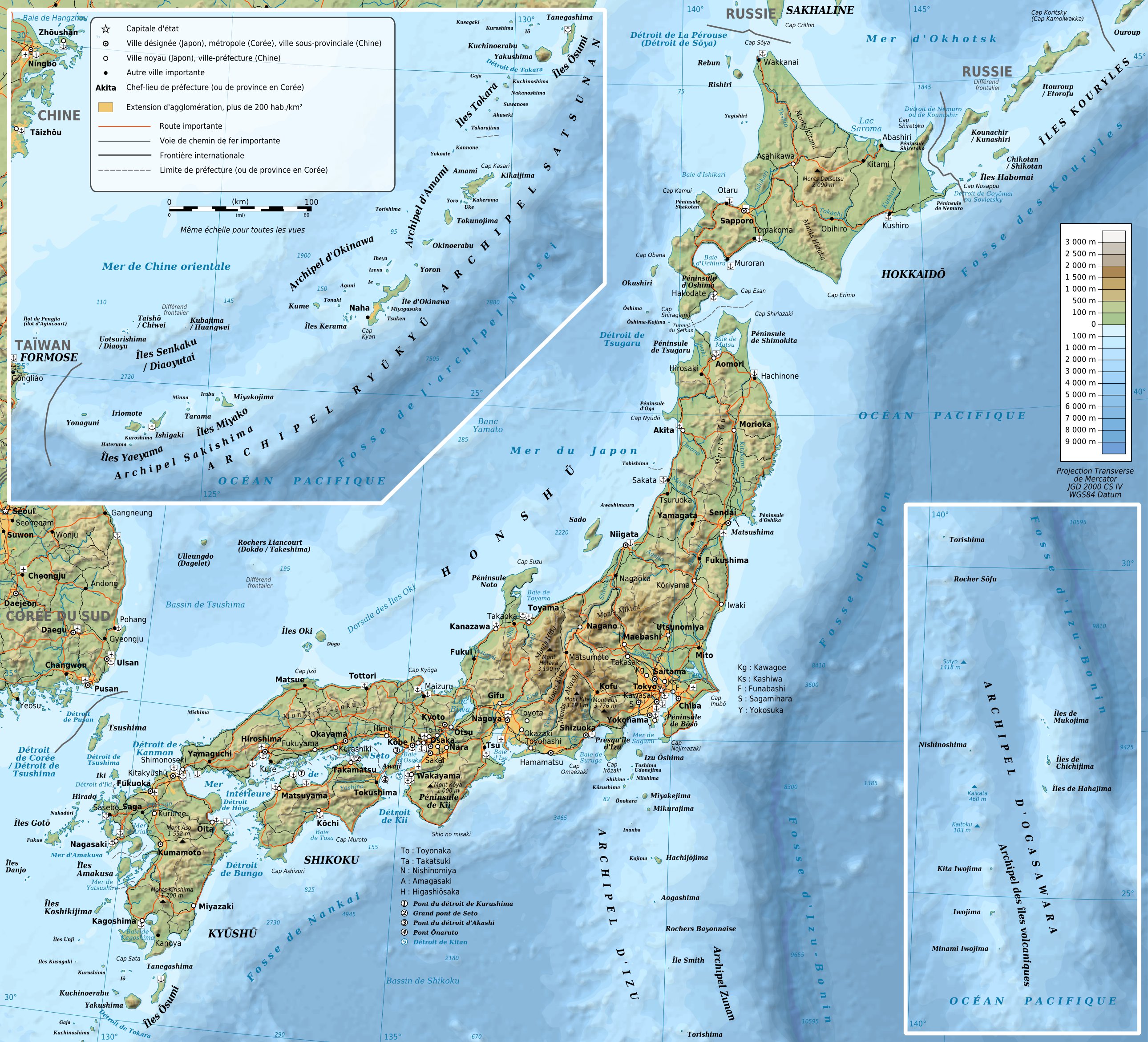 Carte topographique du Japon-fr
