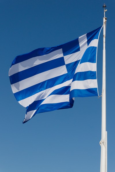 Flag Greece Acropolis Athens Greece