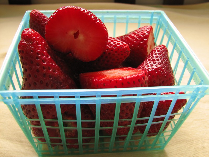 Basket of strawberries colour enhance