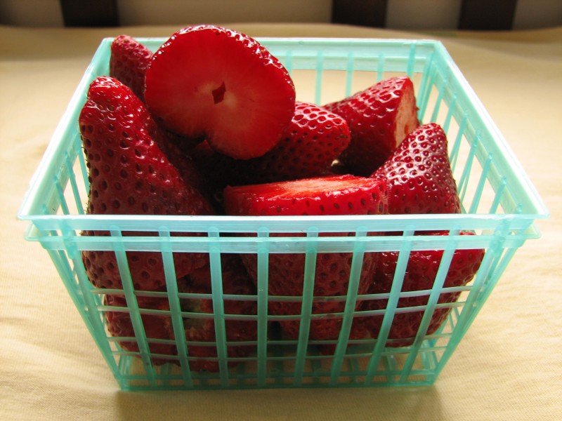 Basket of strawberries red enhance