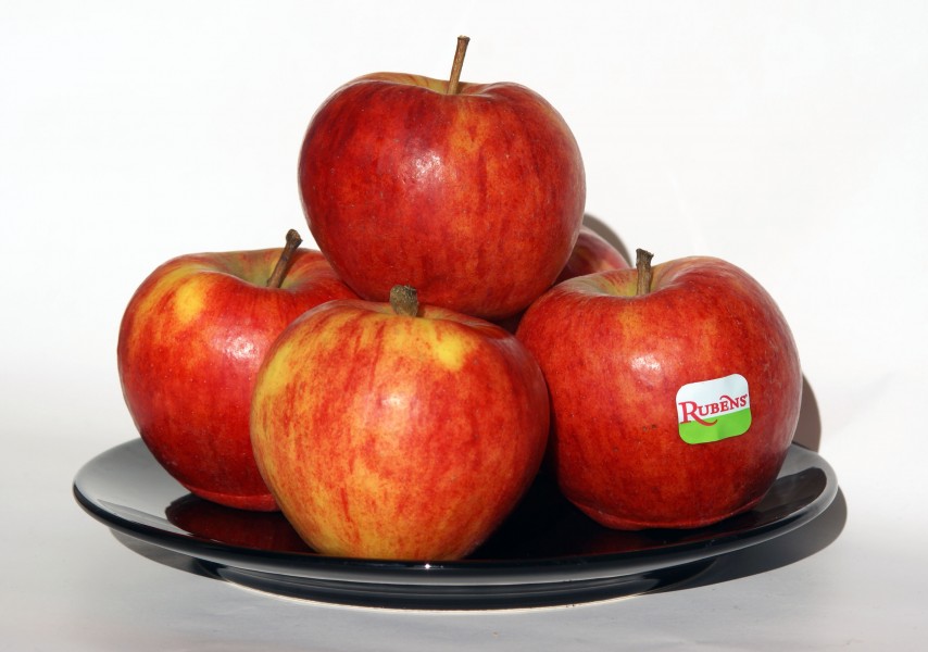 Rubens apples on plate