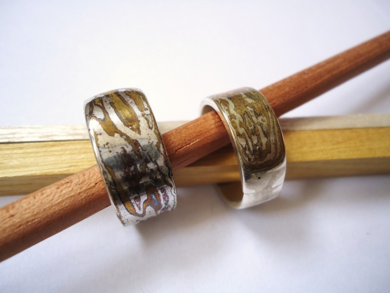2 mokume-gane rings