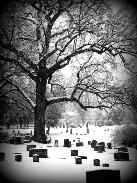 Cemetery Cville b&w snow 2010