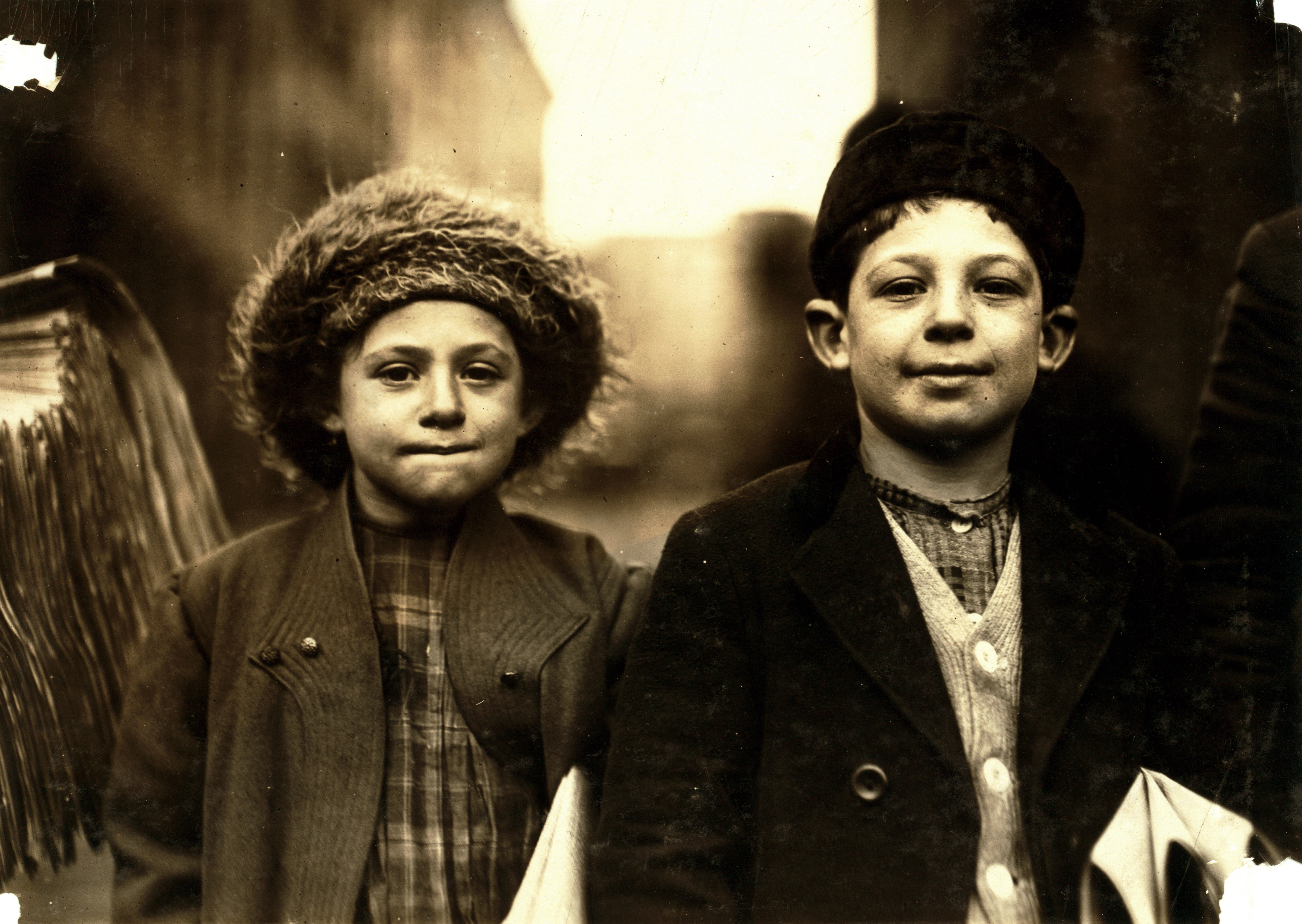 Lewis Hine, Joseph, 10, and Rosy, 8, newsies, Newark, New Jersey, 1909