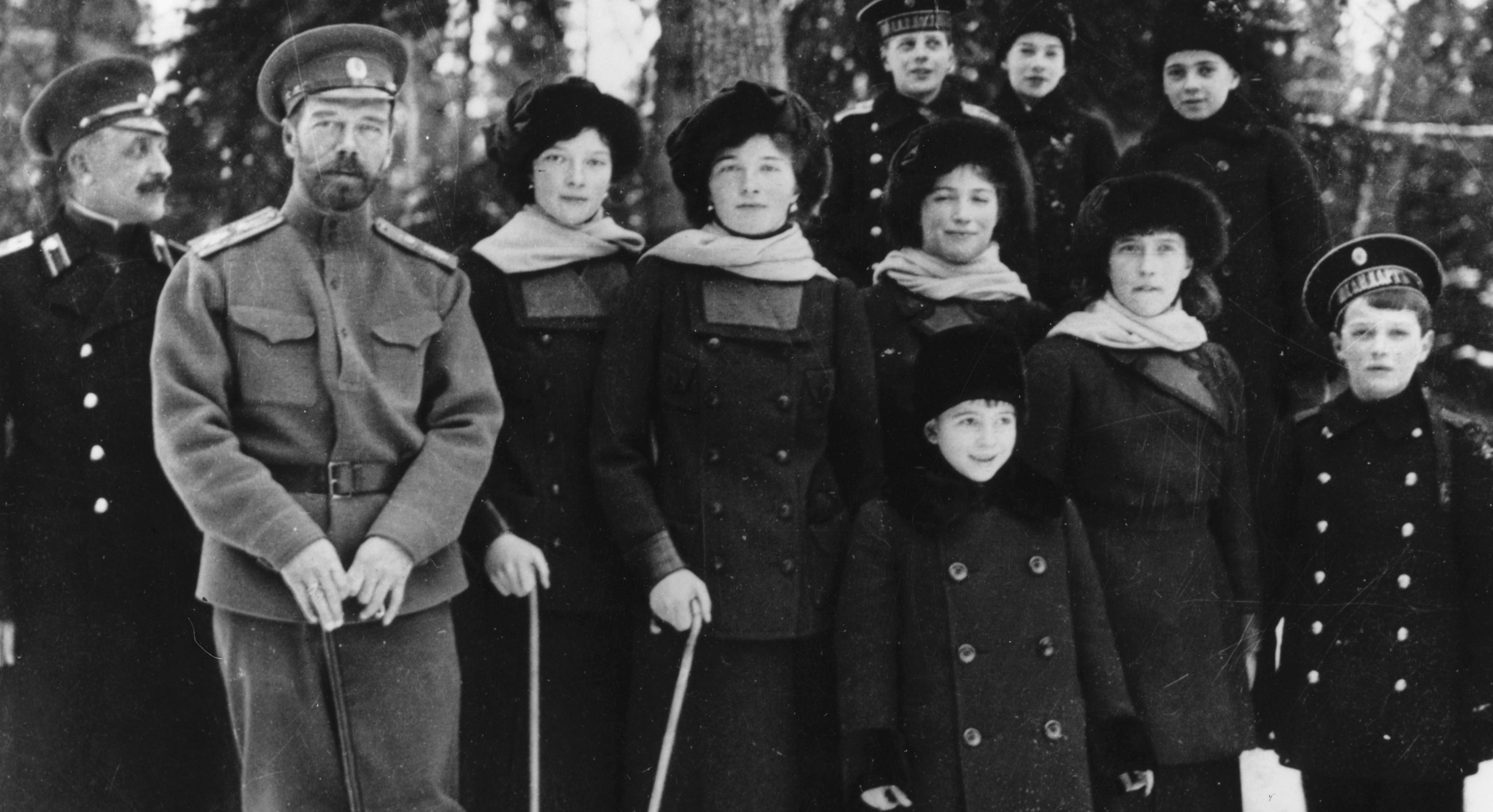 Nicholas II with his children and nephews (cropped)