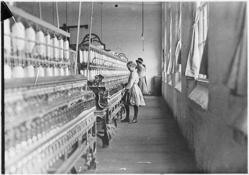 Hattie Hunter, spinner in the Lancaster Cotton Mills. 52 inches high. Worked in mill for three years. Gets 50 (cents)... - NARA - 523124