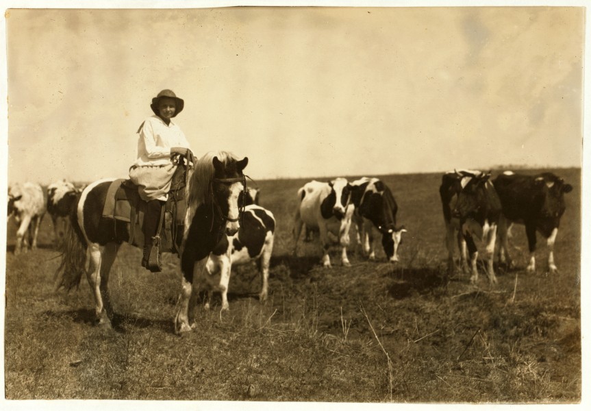Lewis Hine, Sarah Crutcher, 12-year-old cattle herder, Lawton, Oklahoma, 1917